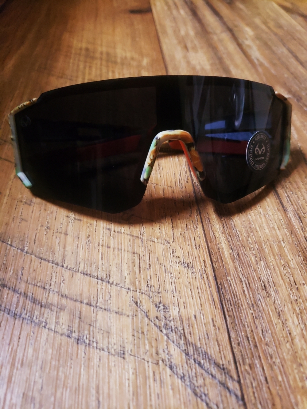 Realtree Sport Edge Shield Sunglasses with Black Lens and Camo Frame